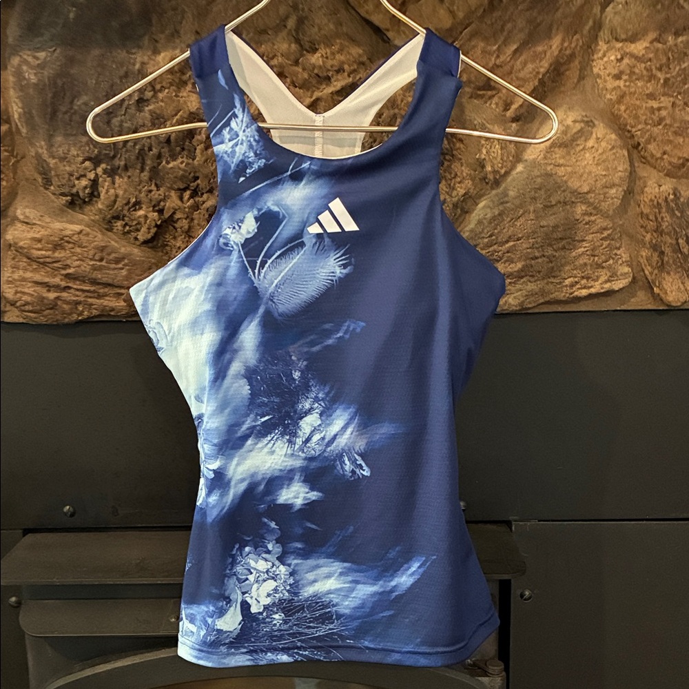 Adidas Women's Tie-Dye Floral Blue Tank Top